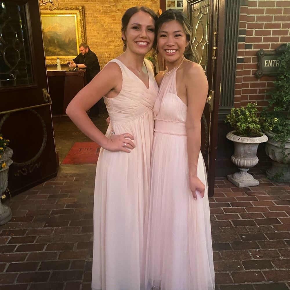Revelry Zoe Chiffon Bridesmaids Dress in Blush